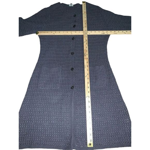 Great Condition WOMEN J Jill Sweater blue Cardigan Button Up Cable Knit blue Lon - Picture 13 of 13